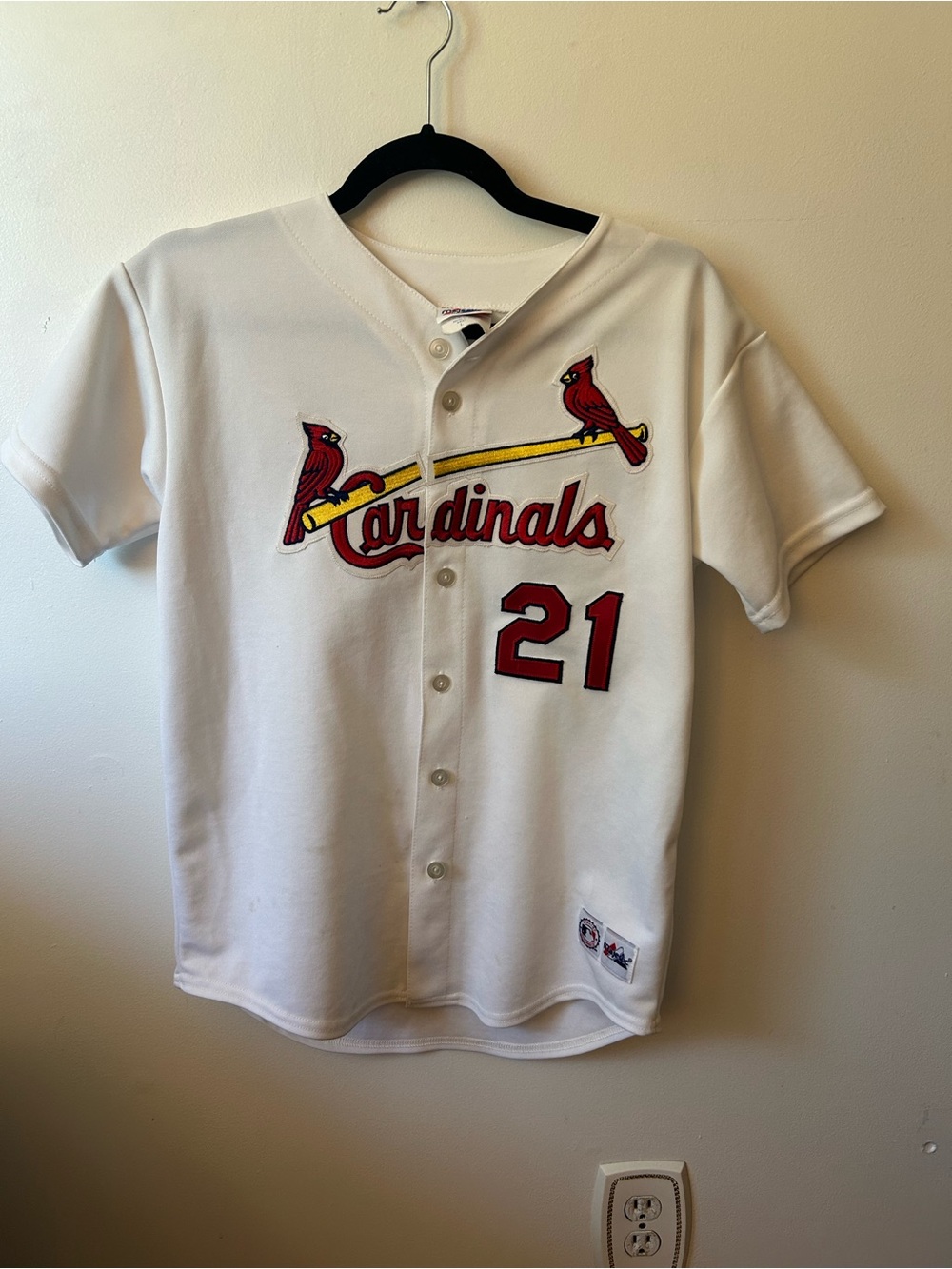 Majestic White Jersey Patch with Red and Blue Logo